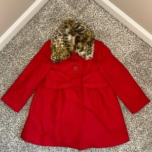 Kate spade red pea coat with detachable collar 4Y
